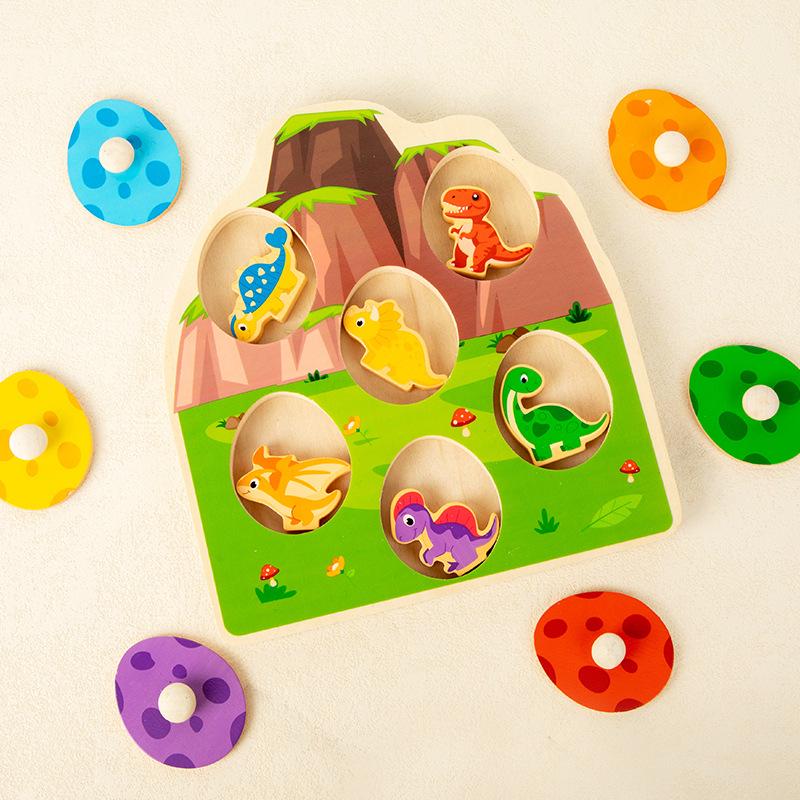 3D Wooden Dinosaur Egg Puzzle Board - Educational Toy for Children's Early Learning