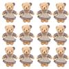 12-48PCS Mini Bear Stuffed Animal Toys Bulk 10cm Soft Plush Bears with Burlap Clothes for Baby Shower Birthday Party Decoration