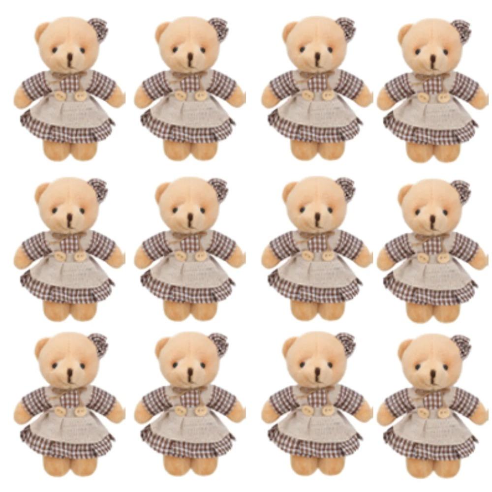 12-48PCS Mini Bear Stuffed Animal Toys Bulk 10cm Soft Plush Bears with Burlap Clothes for Baby Shower Birthday Party Decoration