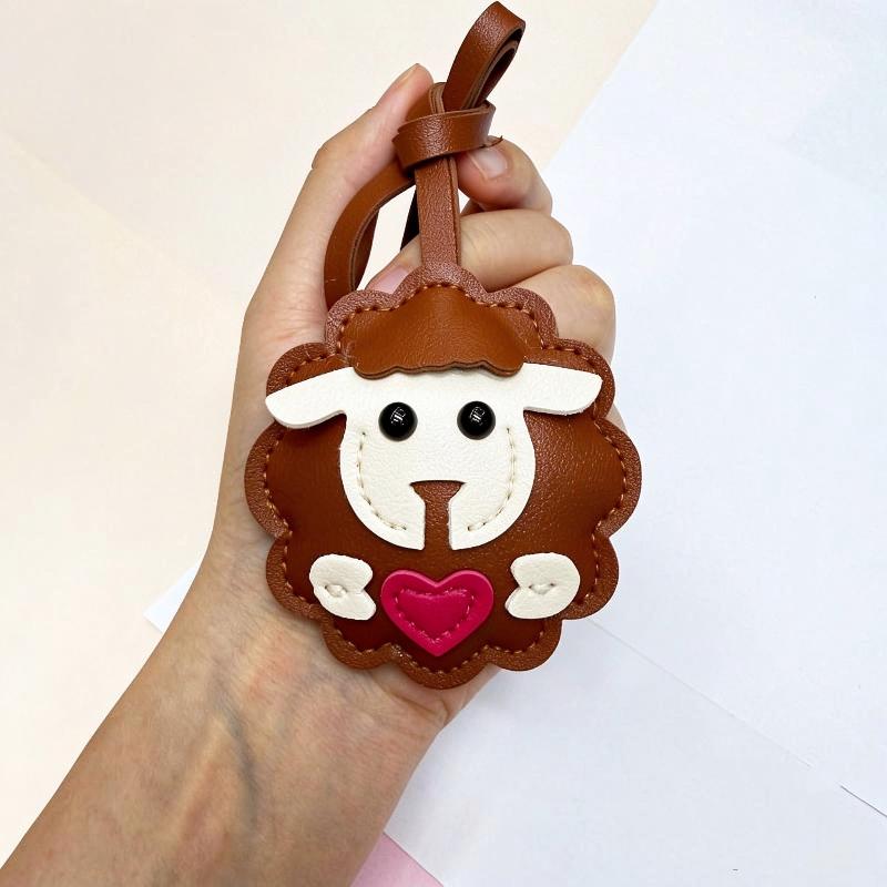 Cute Leather Sheep Shape Bag Charm For Backpack Purse Decor Sheep Hanging Ornament For Girls Gift