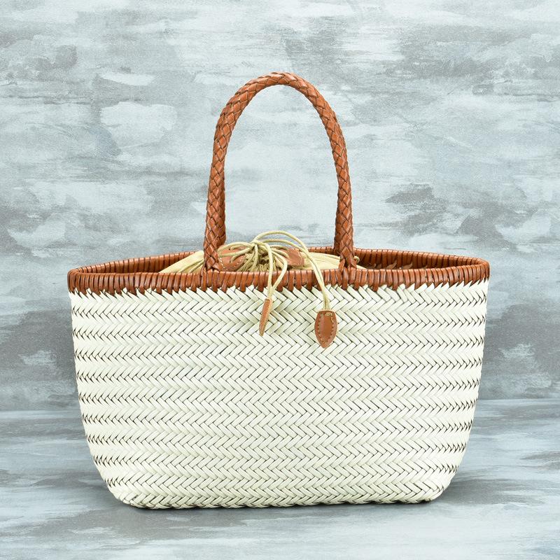 Dragon Diffusion Genuine Leather Woven French Basket Bag