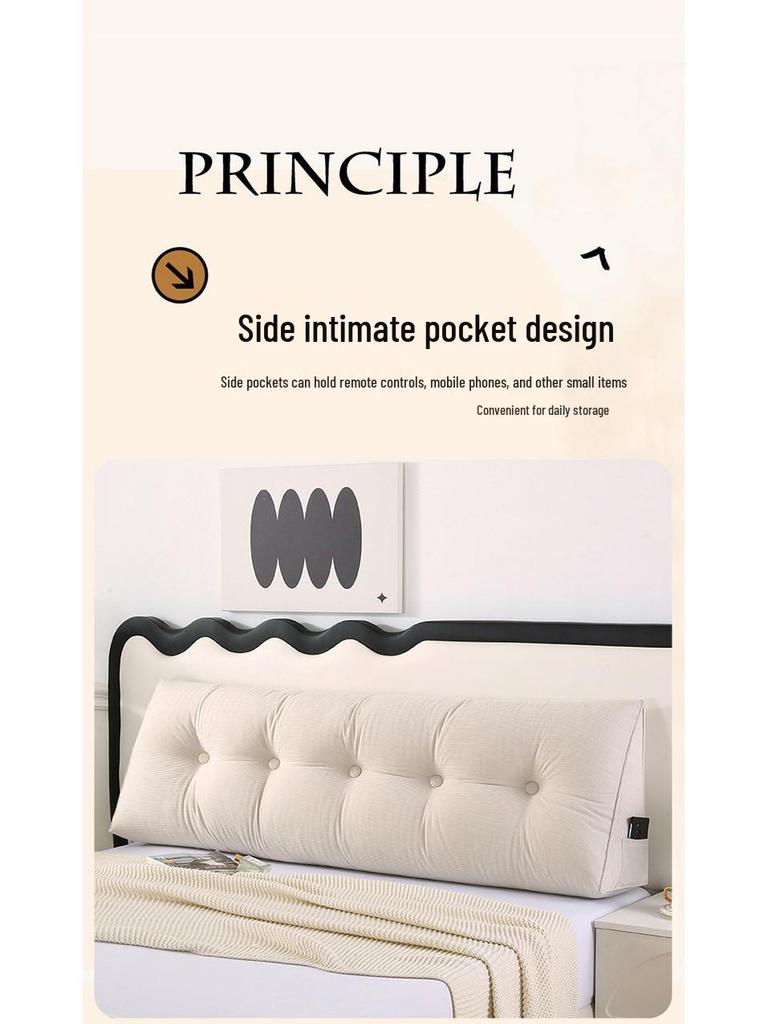 Corduroy Triangle Headboard Cushion - Soft Upholstery, Large Washable Lumbar & Backrest Pillow for Double Bed