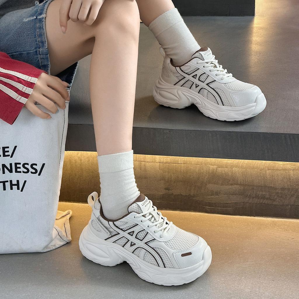 Autumn mesh soft-soled dad shoes for women show small feet, new shoes, thick-soled heightened small casual women's shoes