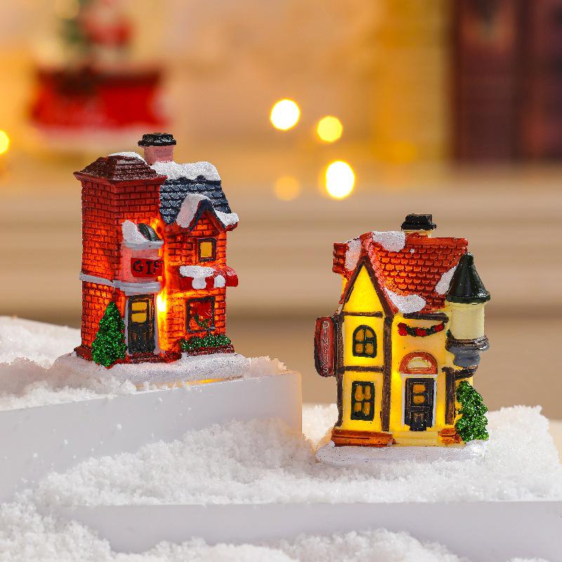 Festive Glowing Resin Small House - Holiday Window Display & Kids' Gift
