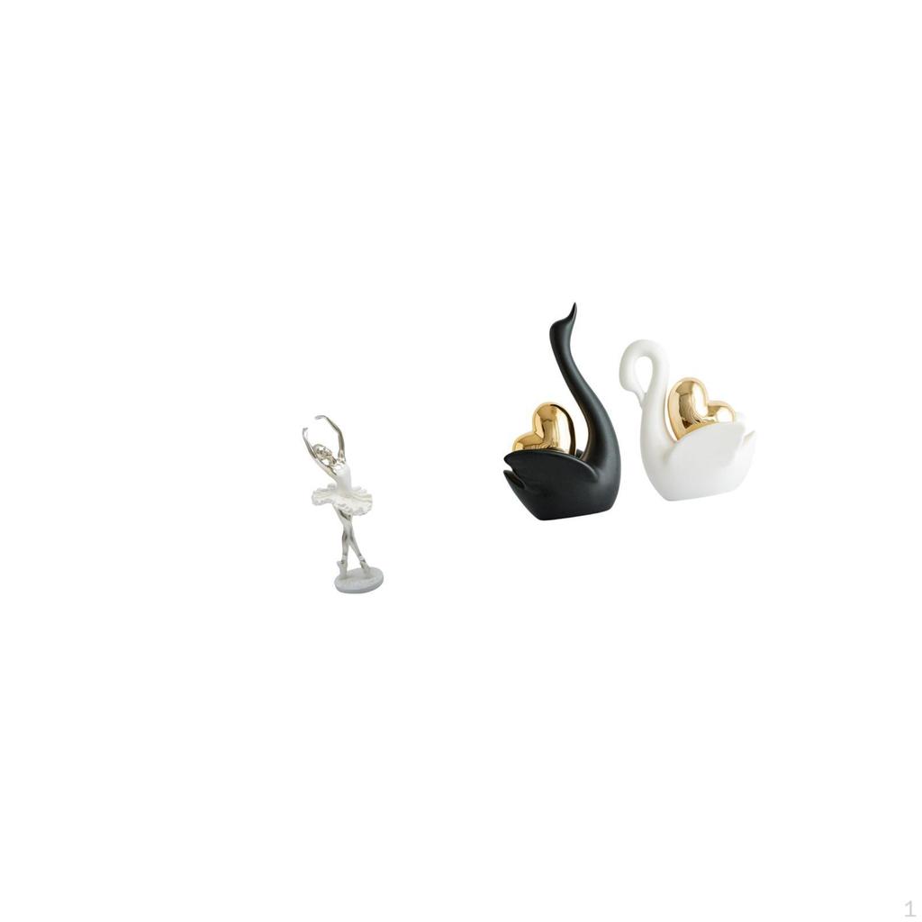 Graceful Dancing Girl And Swan Figurines Modern Art Sculpture Creative Tabletop Ornament for Bedroom