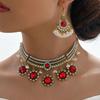 Southeast Asia Indian Ethnic Gemstone Beaded Earrings and Necklace Set