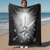 1pc Sword Leaf Light  - Throw Blanket, Soft, Flannel Blankets, Living Room,  All Seasons Use-1021181