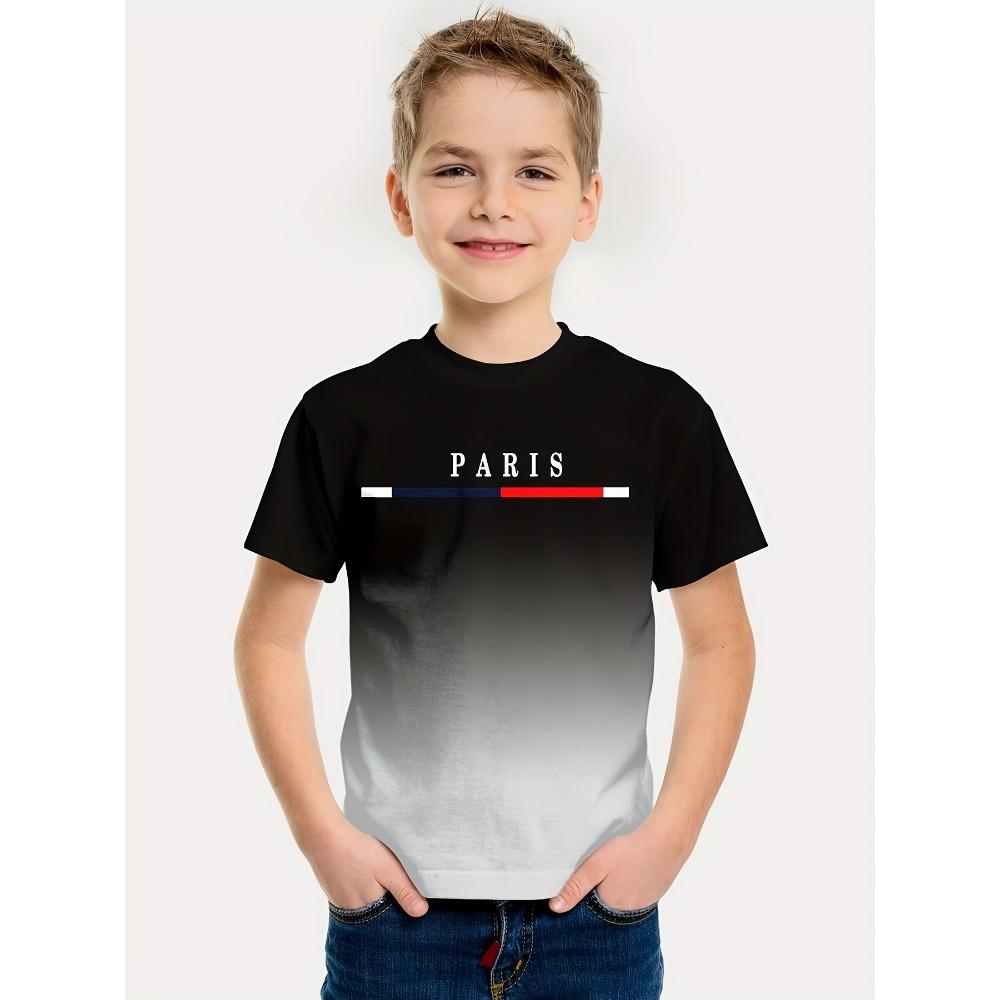 Children's Clothing Boys' T-shirt Short Sleeved Children's T-shirt 3D Letter Printing Casual Round Neck Children's Summer Clothi