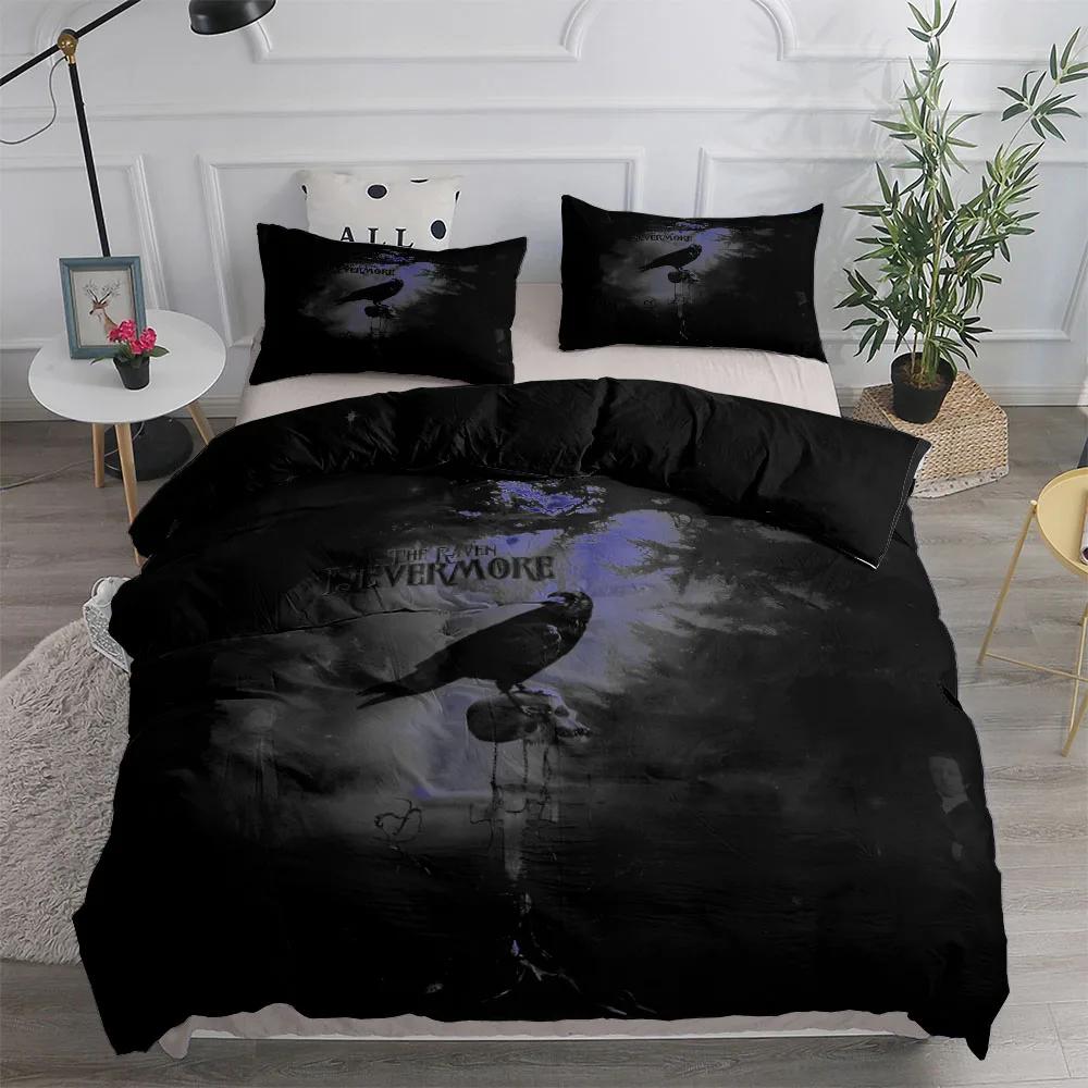 

Комплект постельного белья Floral Garden Gothic Raven King Queen Double Full Twin Single Size US Twin(172x218cm)