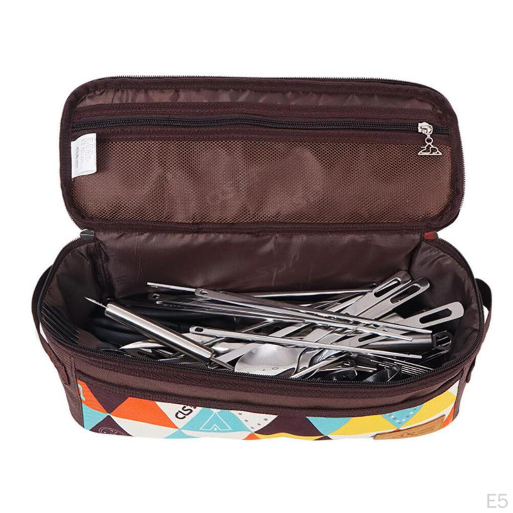 Backpacking Camping Cookware Kitchen Utensil BBQ Organizer Travel Case Tote Bag for Tableware