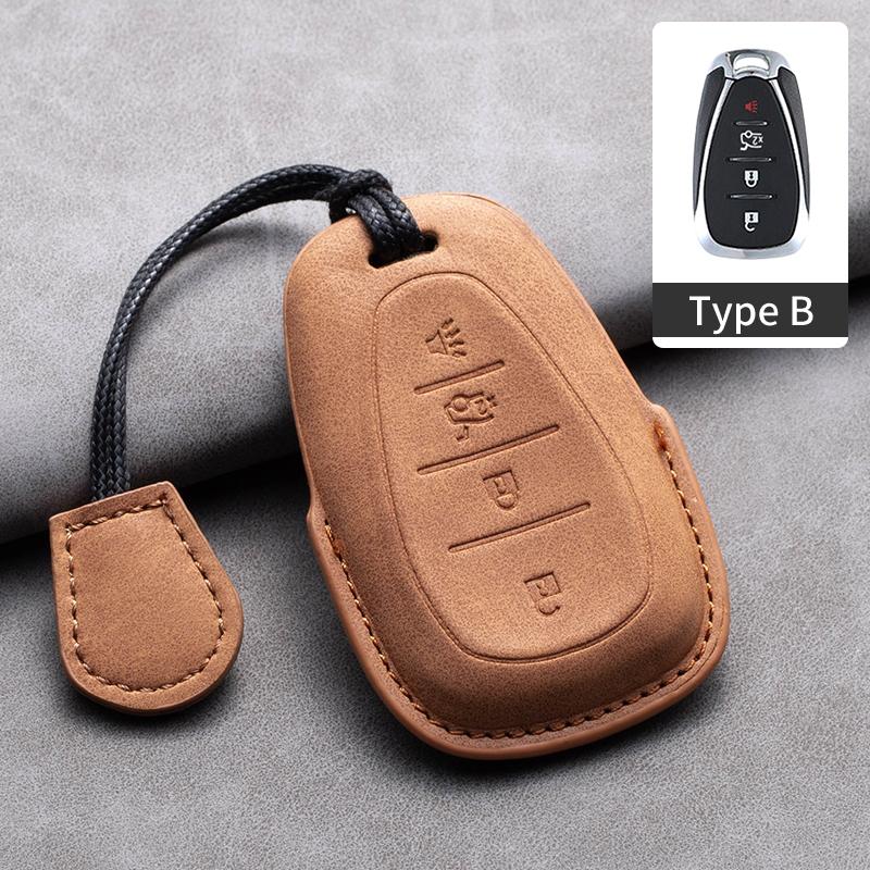 Leather Car Key Case Cover Protective Shell For Chevrolet Chevy Malibu Camaro Cruze Traverse Spark Equinox Sonic Volt Keychain