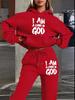 European and American trendy brand fleece sweater sweatpants set, new women's clothing letter printing hoodie women's suit