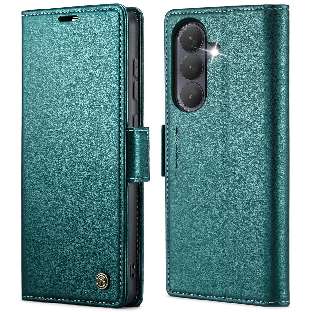 For Samsung Galaxy A57 5G Case CASEME 023 Series RFID Blocking Wallet Stand Glossy Litchi Texture Leather Phone Cover