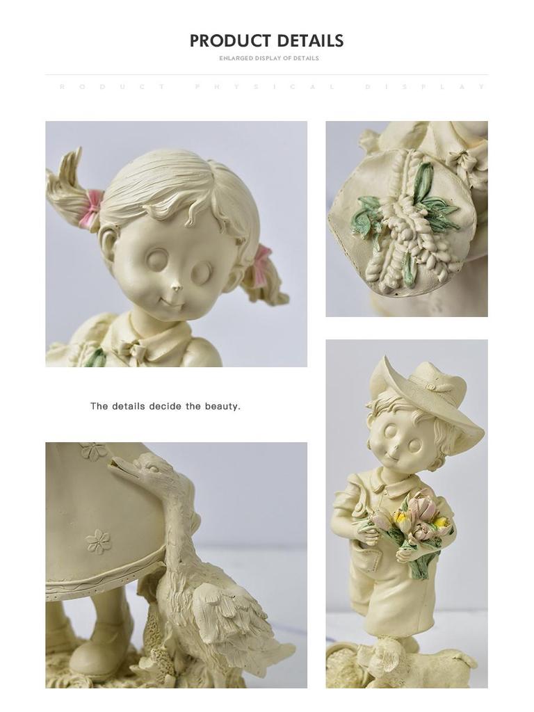 European Resin Craft Figures for Kids' Outdoor Decor