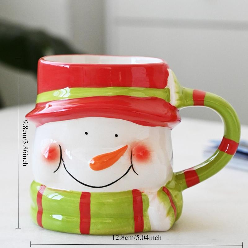 1PC Christmas Ceramic Mug 3D Cartoon Santa Claus Snowman Elk Penguin Water Cup Gift Home Decoration