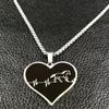 Fashion Horse Stainless Steel Choker Necklace for Men Silver Color Black Heart Necklace Jewelry Colgante Hombre N1048S01