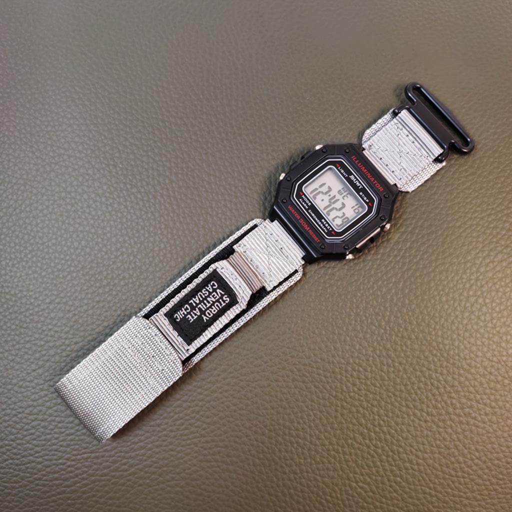 Hook And Fastener Nylon Watch Band With Reinforced Edges Comfortable Breathable Adjustable Length For Men Women Unisex