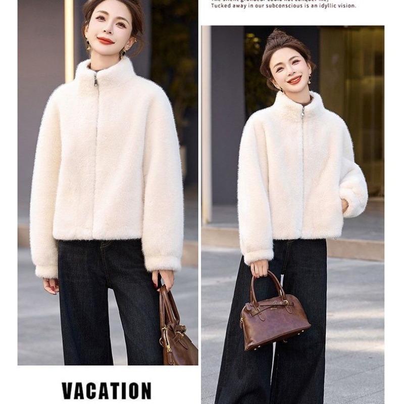 Fur Integrated Short Winter New Thickened Coat Imitation Mink Coat Plush Stand-up Collar Fur Loose