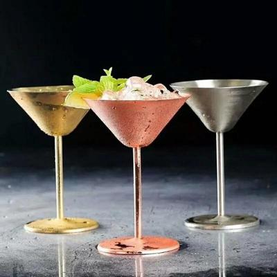 New 1 Pcs Stainless Steel Goblet Wine Glass Copper Silver Rose Gold Fruit Juice Drink Champagne Glass Bar Accessories 2023