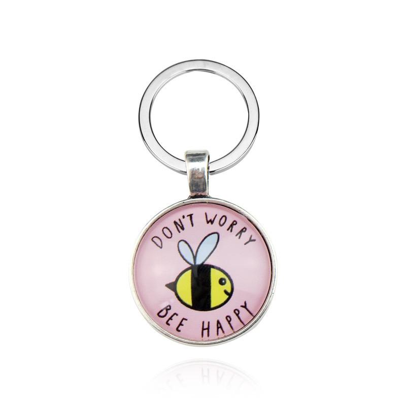 Beach Time Gemstone Keychain Metal Keyring Car Bag Pendant