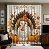2pcs HD Thanksgiving pumpkin Turkey curtain Green white tie digital printed curtain Home Decor style Decorate living room bed