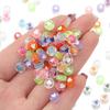100pcs/lot 7mm Acrylic Beads Colored Transparent Heart Pattern Loose Flat Round Beads For Craft Bracelet Making DIY Jewelry Gift