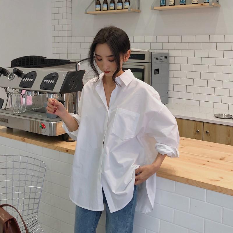 2026 Frühling Herbst Damen Hemden Weiß Einfach Locker Übergröße Blusen Damen Oberteile Locker BF Koreanischer Stil Blusen