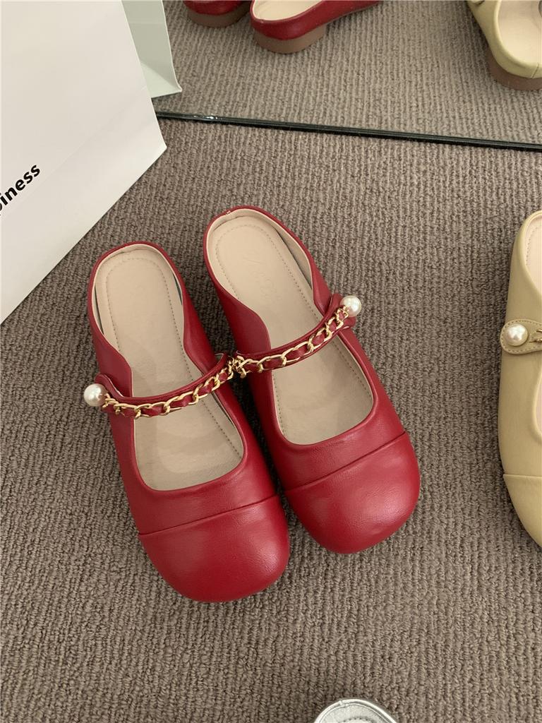 Korean version of comfortable and versatile French retro evening flat shoes half drag 2025 spring and summer women's shoes loafers single shoes