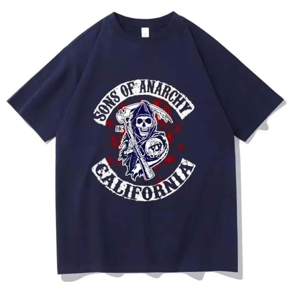 SAMCRO Sons of Anarchy Print T-shirt Summer Short Sleeves Sweatshirt Hip Hop Streetwear Y2k Vintage Casual Cotton Unisex Tshirt