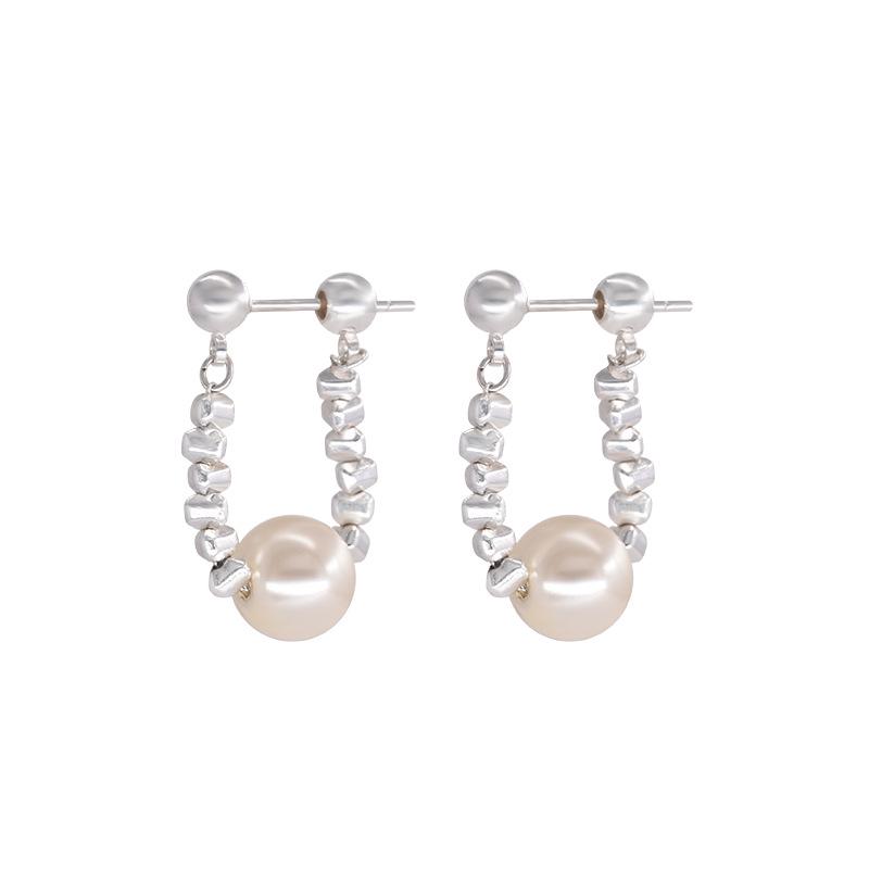 2024 Elegant French Retro Beaded Sterling Silver Pearl Earrings for Women