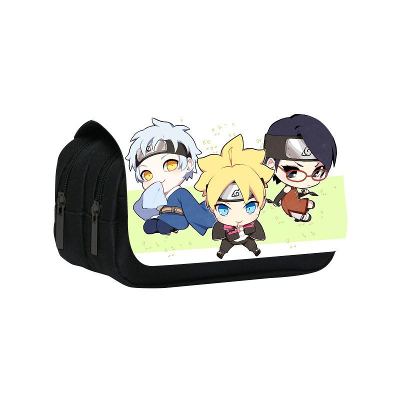 Naruto Shinobi Printed Twin Compartment Pen Pouch With Waterresistant Nylon For Students