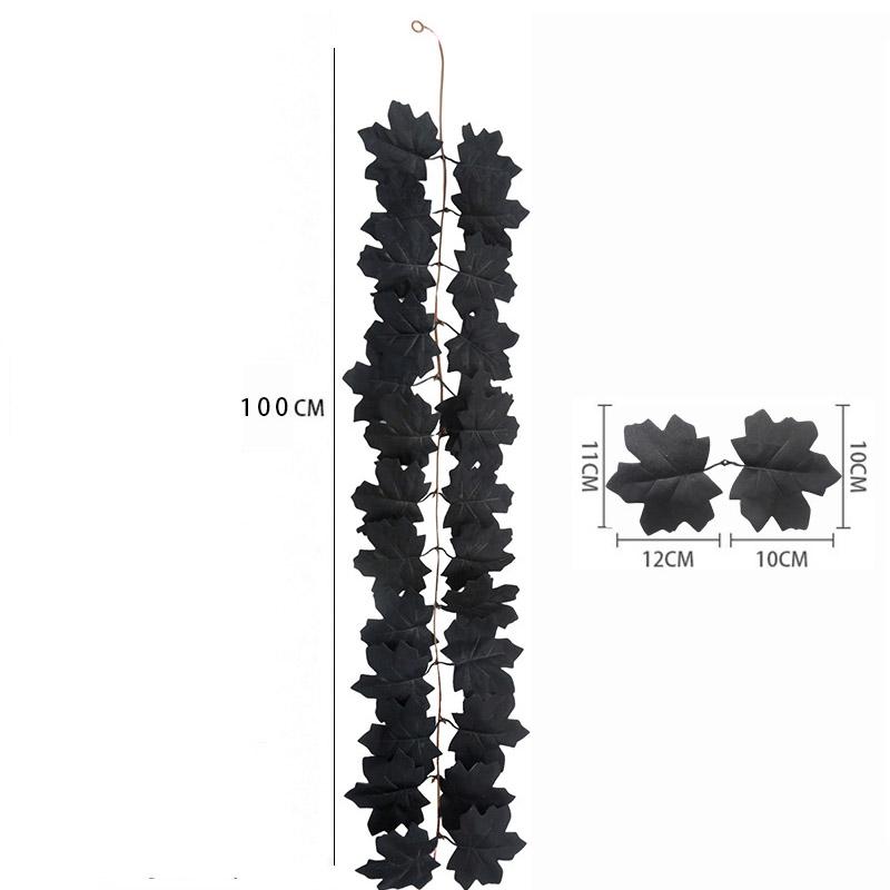 

Halloween Wreath Gothic Maple Leaf and Pumpkin Vine Simulation Black Autumn Leaf Wreath - Outdoor Indoor Christmas Decoration