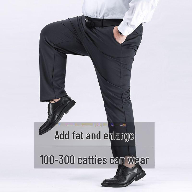 Men's Plus Size Elastic Waist Pants - Loose, Straight, Casual, Mid-Aged Style, Thickened, Plus Velvet