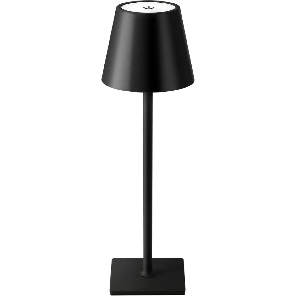 KDG 2 Pack Cordless Black Table Lamps, Rechargeable Portable LED Desk Lamps | 5000mAh Battery Operated 3 Color Stepless Dimming Up for Restaurant,