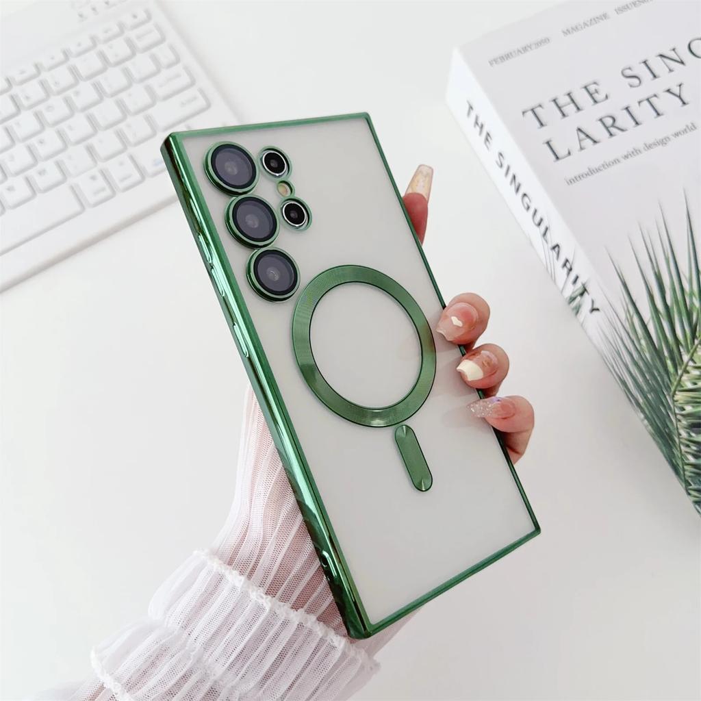 Luxury Plating for Magsafe Magnetic Wireless Charging Case for Samsung Galaxy S25 S24 S23 S22 S21 FE Plus Note 10 20 Ultra Cover