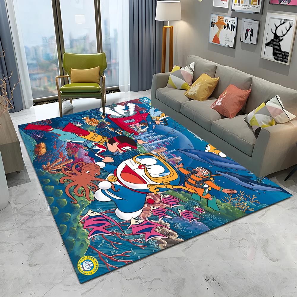 3D Printing D-Doraemon Anime Cartoon Carpet Rug for Home Living Room Bedroom Sofa Doormat Decor,kid Area Rug Non-slip Floor Mat
