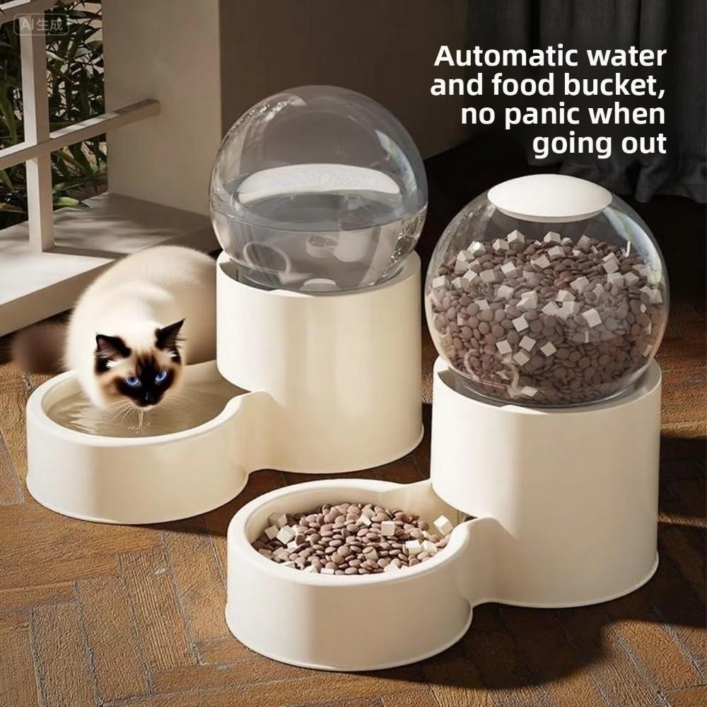 Large Capacity Automatic Pet Feeder Neck Protection Plastic Dog Water Dispenser Detachable Visual Window Cat Feeder Bowl