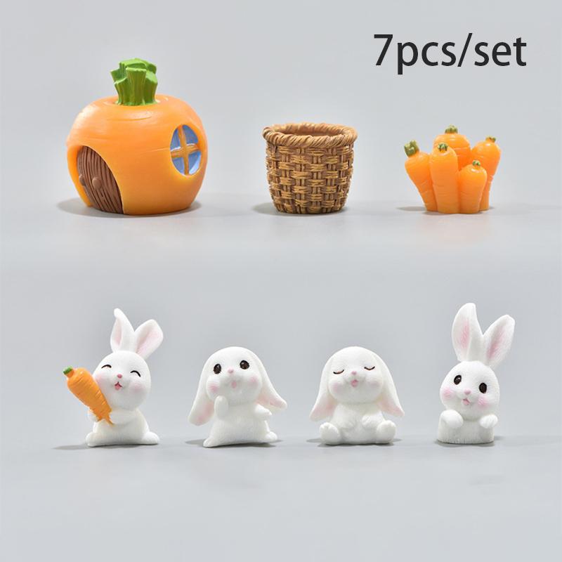 Niedliches Kaninchen-Häschen-Ornament, Kunstharz, für Zuhause, Mini-Häschen, Miniaturfiguren, Miniatur-Landschaftsdekoration, Heim, Osterdekoration