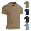 Herren T-Shirt mit Viertelknopf Einfarbig Kurzarm Stehkragen Sommer-T-Shirt Lockere Passform T-Shirt mit Brusttasche für Straße Urlaub Strand