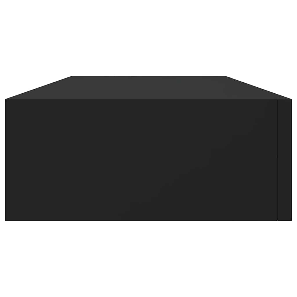 Vidaxl Wall Shelves with Drawer, 2 Pcs, Black, 60X23.5X10 Cm, Mdf