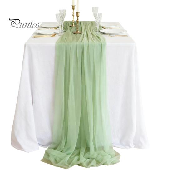 Heat Resistant Table Runner Sheer Flowing Runner, Chiffon Wedding Elegant Solid Color Durable for Dining Home Bridal Shower Party Decor Decorative