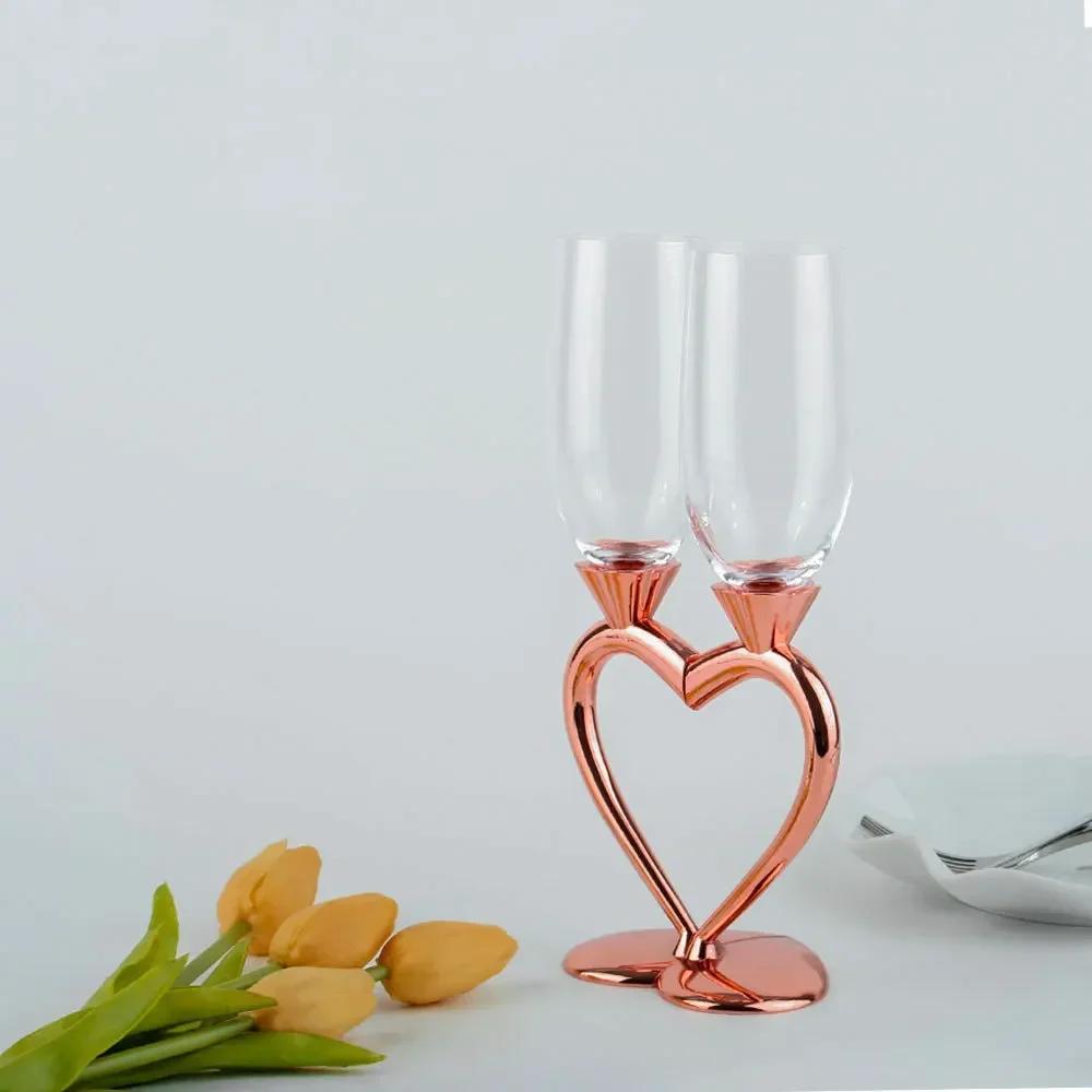 A Set Heart-shaped Crystal Champagne Glasses Wedding Gifts Party Couple Pairs Wine Accessories Tall Glasses Whiskey Glasses