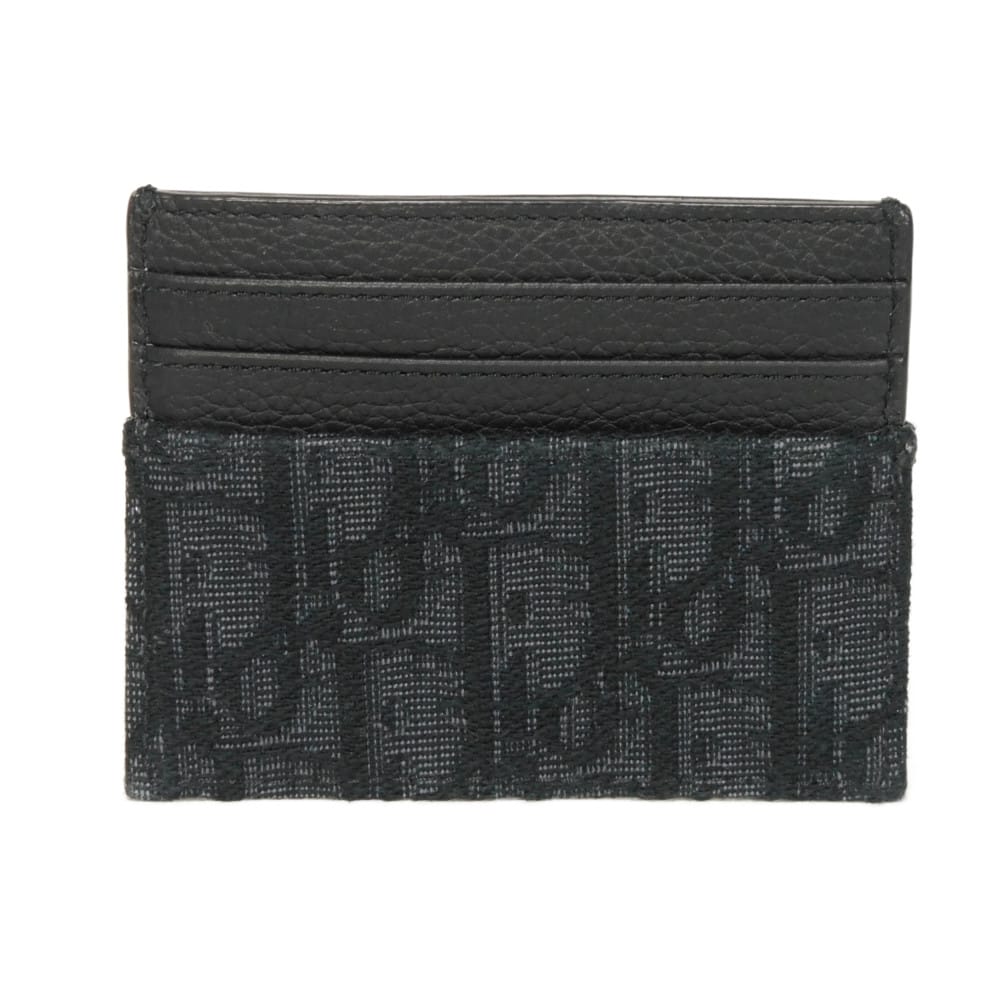 Used 10656 Oblique Jacquard Card Holder 2ESCH135YSE_H03E 7946 Current Calfskin Pass Case Logo Cotton Black Men's from