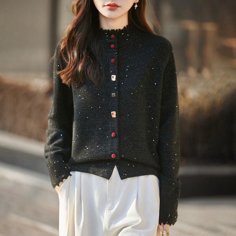 2026 Colorful Women's Slimming Knit Button Cardigan, Plus Size Autumn/Winter Sweater Coat