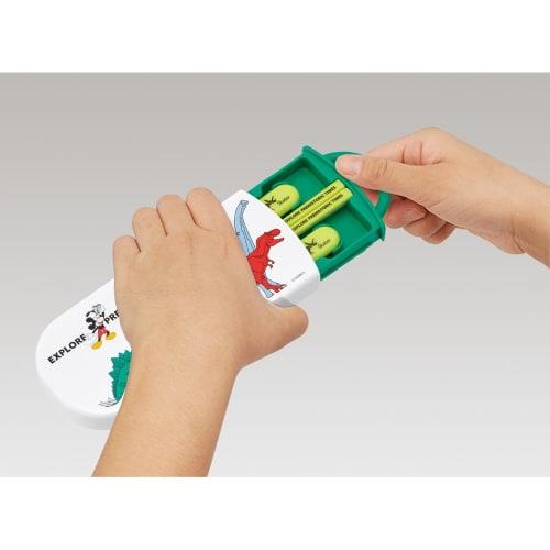 Skater Lunch Box Trio Set Chopsticks Spoon Fork Disney Mickey Mouse Friends Dinosaur for Children Antibacterial Treatment Easy To Open Sliding Type Ma