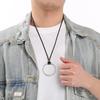 Kalen Stainless Steel Zircon Circle Pendant Necklace for Men Women Rock Black Cord Accessory Gifts Minimalist Hip Hop Jewelry