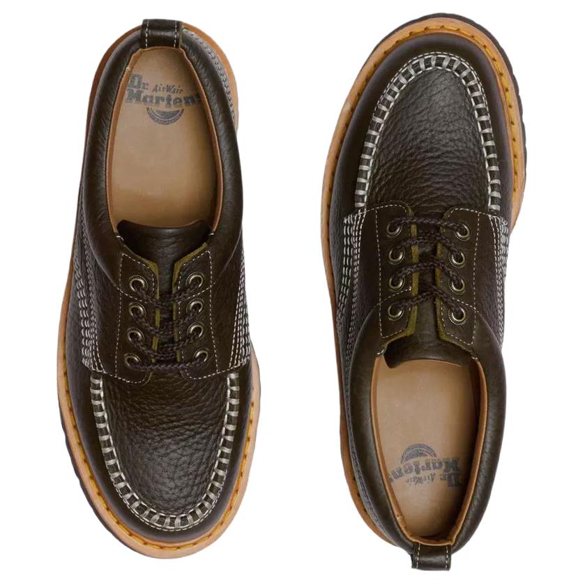 Dr. Martens Lowell Leather Lace-Up Vintage Casual Shoes Unisex Shoes Olive-Green 42445300