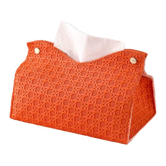 Tissue Box PU Leather Tissue Holder Smooth Dispensing Decorative Paper Towel Case Simple Style Organizer for Home Office Desktop