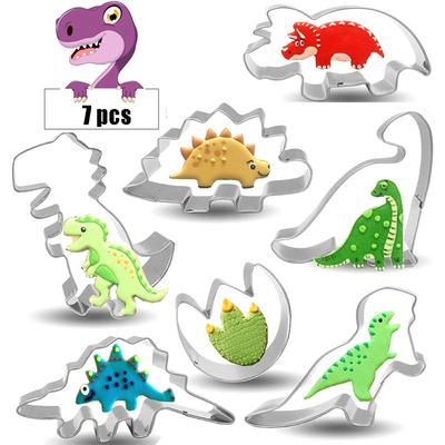 7 Stück Dinosaurier-Ausstechformen aus Edelstahl für Kekse, Süßigkeiten, Lebensmittel, Partyzubehör