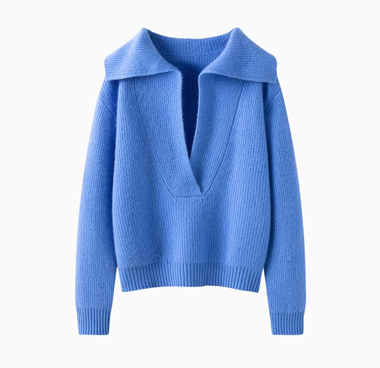 Women's Cashmere Polo Neck Sweater - Loose Fit, Versatile Autumn/Winter Knit Base Layer